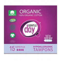 Gentle Day Tampony 100% certyfikowanej bawełny ekologicznej SUPER PLUS + 15 szt.